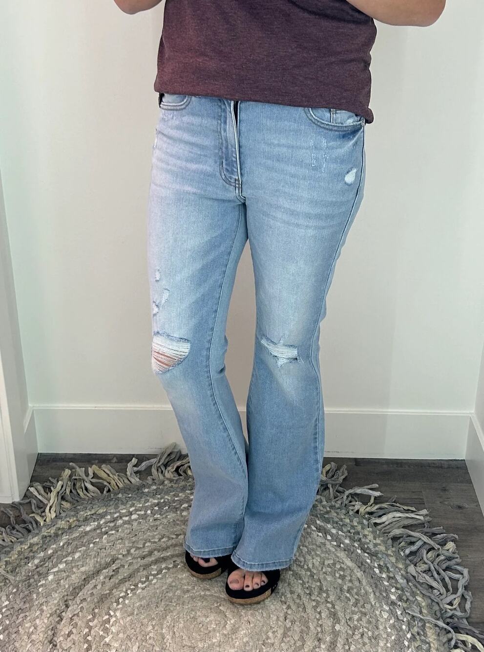 KanCan | Light Wash Denim Flare Distressed Jeans Sz 11/29 Western Preppy